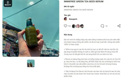 Review của khách hàng đã sử dụng sản phẩm Innisfree The Green Tea Seed Serum trên fime.vn đánh giá innisfree fime