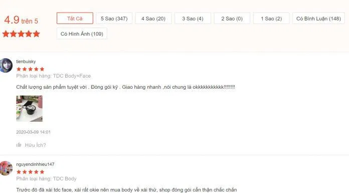 Khách hàng đánh giá khá cao về sản phẩm
