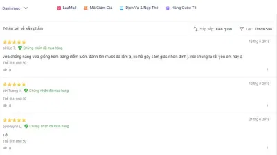 Đánh giá của khách hàng sử dụng sản phẩm trên trang Lazada (nguồn ảnh: BlogAnChoi).