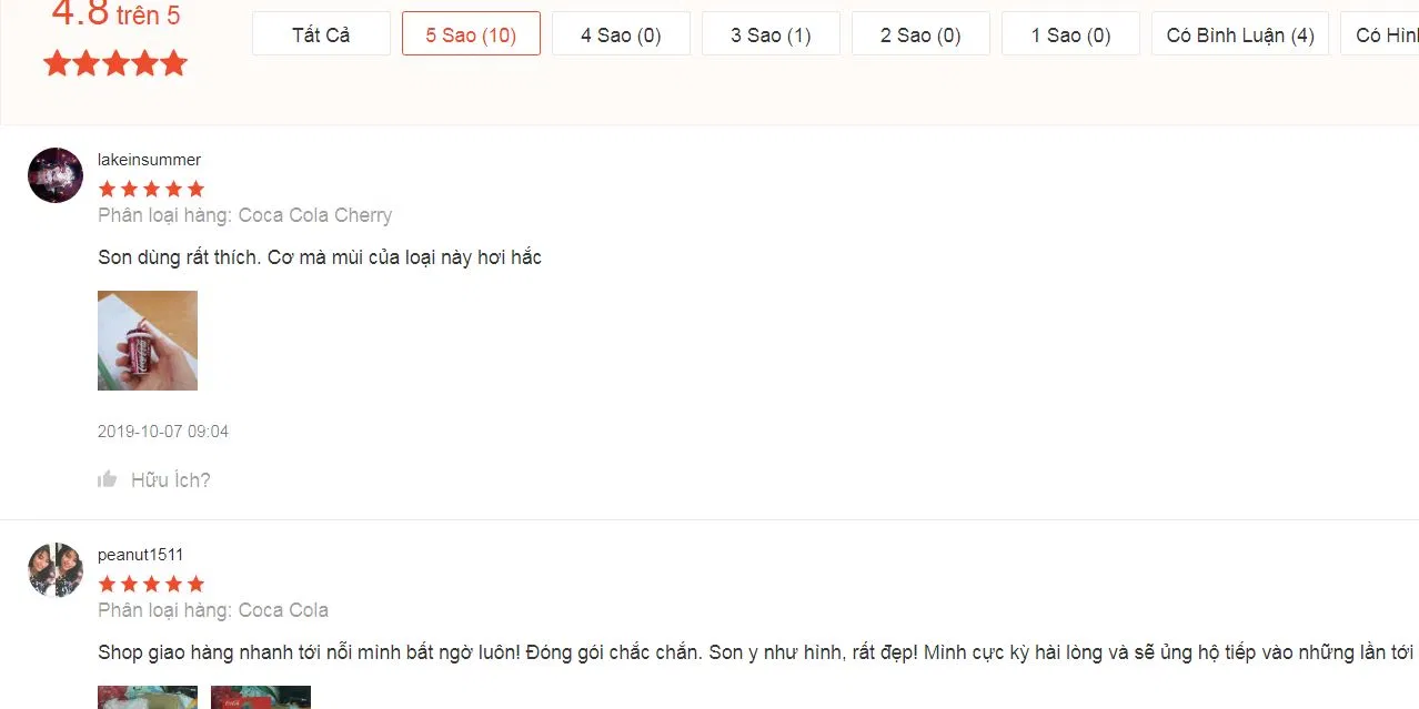 Một số đánh giá của khách hàng về sản phẩm trên Shopee đánh giá