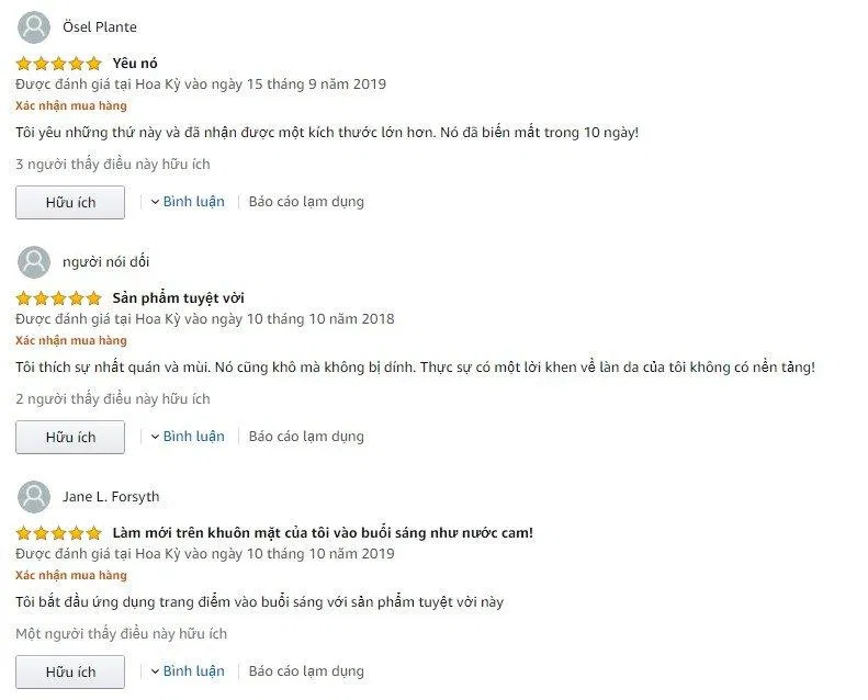 Đánh giá từ khách hàng sử dụng sản phẩm trên trang Amazon Đánh giá từ khách hàng sử dụng sản phẩm trên trang Amazon (Ảnh: BlogAnChoi)