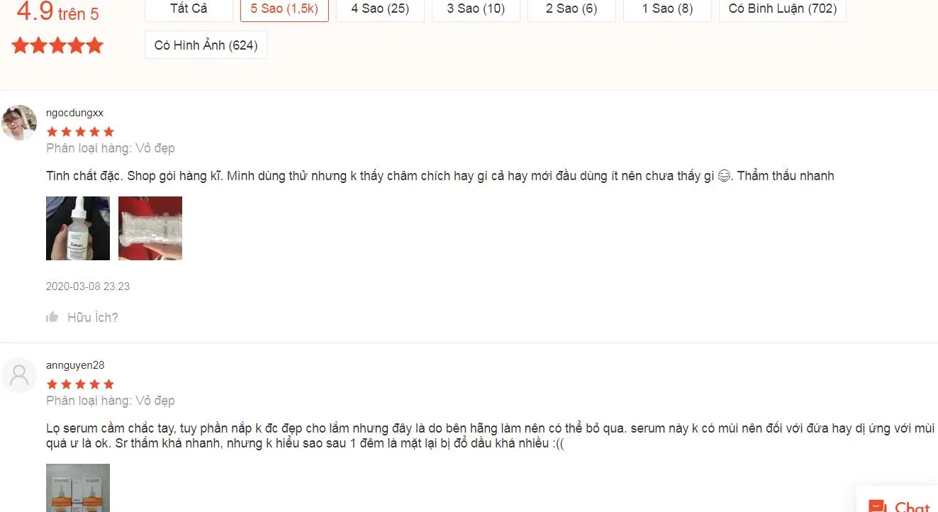 Đánh giá của một số khách hàng về sản phẩm trên Shopee đánh giá