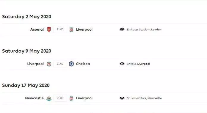 Lịch thi đấu bóng đá của Liverpool Lịch thi đấu bóng đá của Liverpool