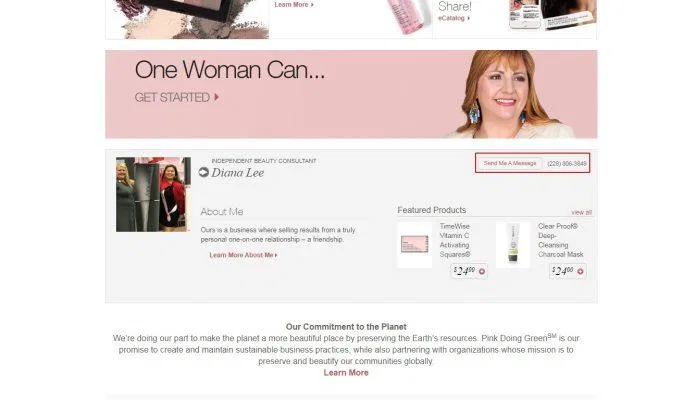 Hình chữ nhật viền đỏ đánh dấu thông tin liên hệ của tư vấn viên (Nguồn: marykay.com) Hình chữ nhật viền đỏ đánh dấu thông tin liên hệ của tư vấn viên