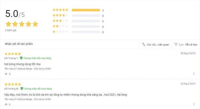 Đánh giá của khách hàng đã sử dụng sản phẩm trên Lazada (Ảnh: Internet)