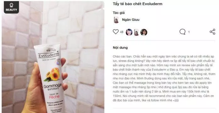 Review của một khách hàng đã sử dụng sản phẩm trên fime.vn review evoluderm fime