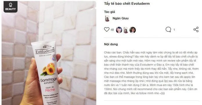 Review của một khách hàng đã sử dụng sản phẩm trên fime.vn review evoluderm fime