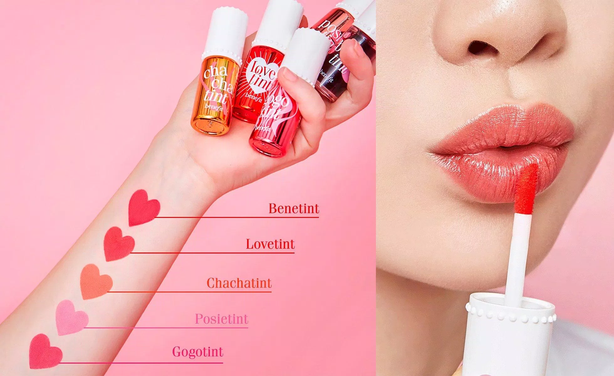 Thiết kế đáng yêu, chắc chắn cùng các tông màu bắt mắt, nổi bật của son tint Benefit. (Ảnh: Internet)