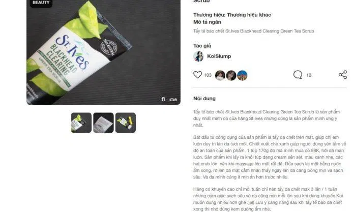 Một khách hàng review về sản phẩm trên fime.vn review stives fime
