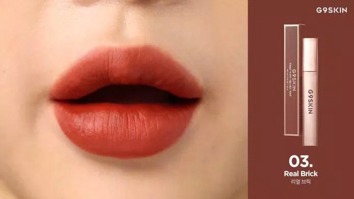 217 Review son G9Skin First V-Fit Velvet Tint: son kem lỳ siêu “nịnh” môi mới nhất 12 Màu nâu của gạch đậm thể hiện cá tính rất tốt. (nguồn: internet)