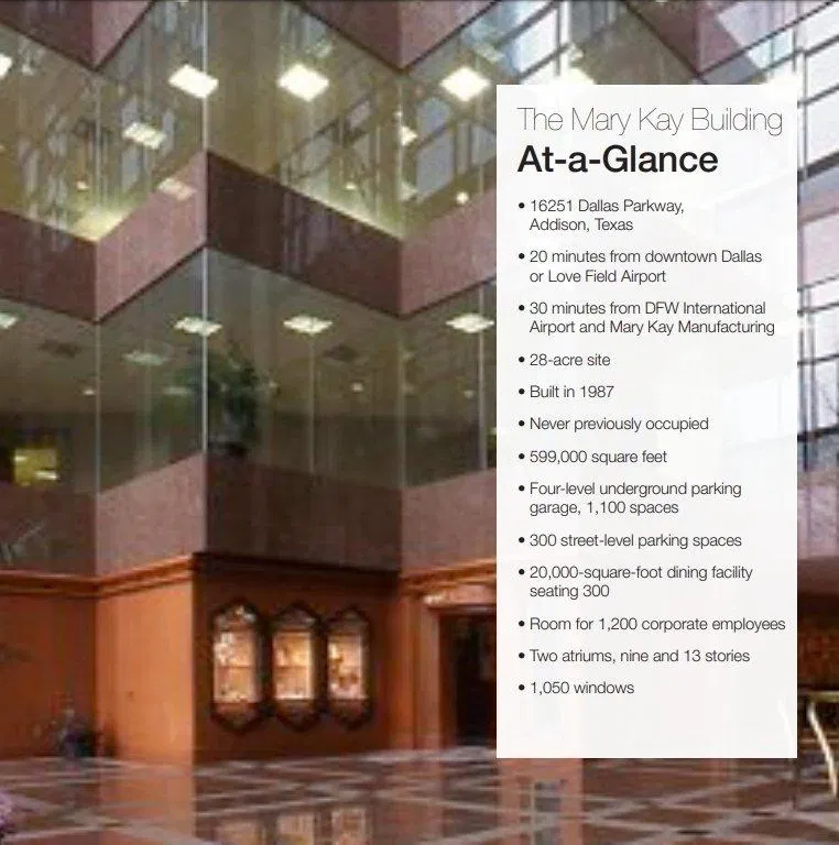 Một số đặc điểm nổi bật của tòa nhà trụ sở chính Mary Kay (Nguồn: marykaymuseum.com) Một số đặc điểm nổi bật của tòa nhà trụ sở chính Mary Kay