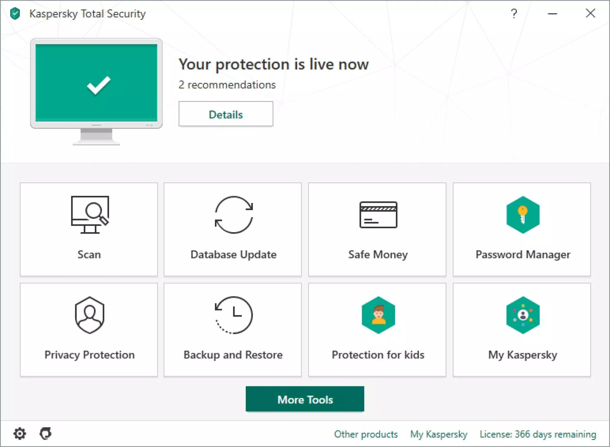 Phần mềm Kaspersky Total Security. Ảnh: internet