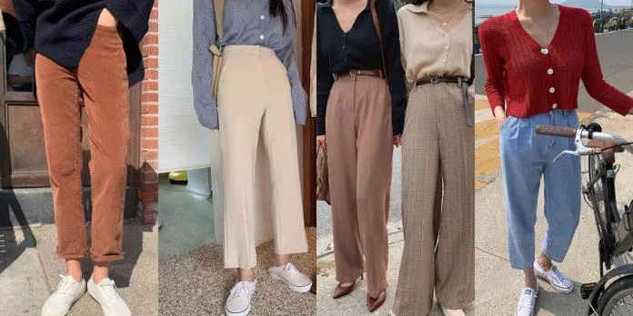 Áo cardigan + quần ống suông