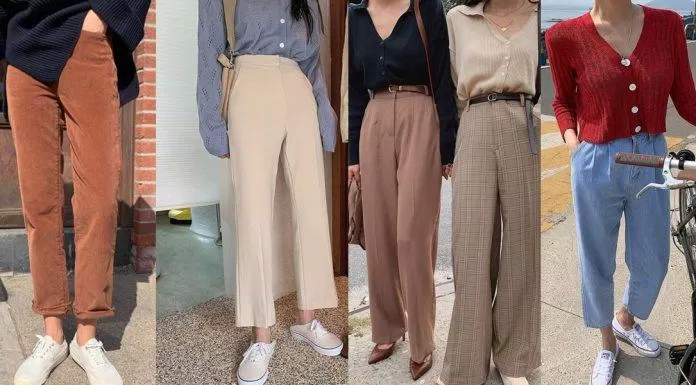 Áo cardigan + quần ống suông