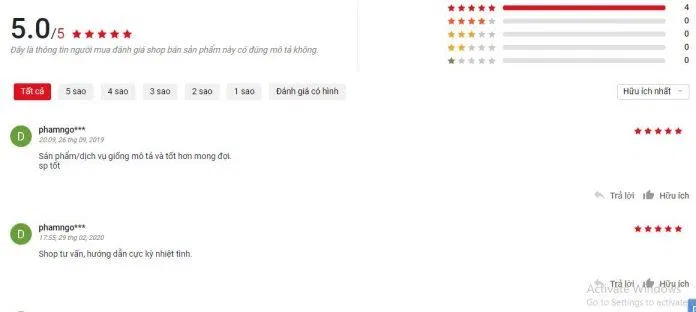 Đánh giá của khách hàng trên trang Sendo (ảnh: BlogAnChoi).