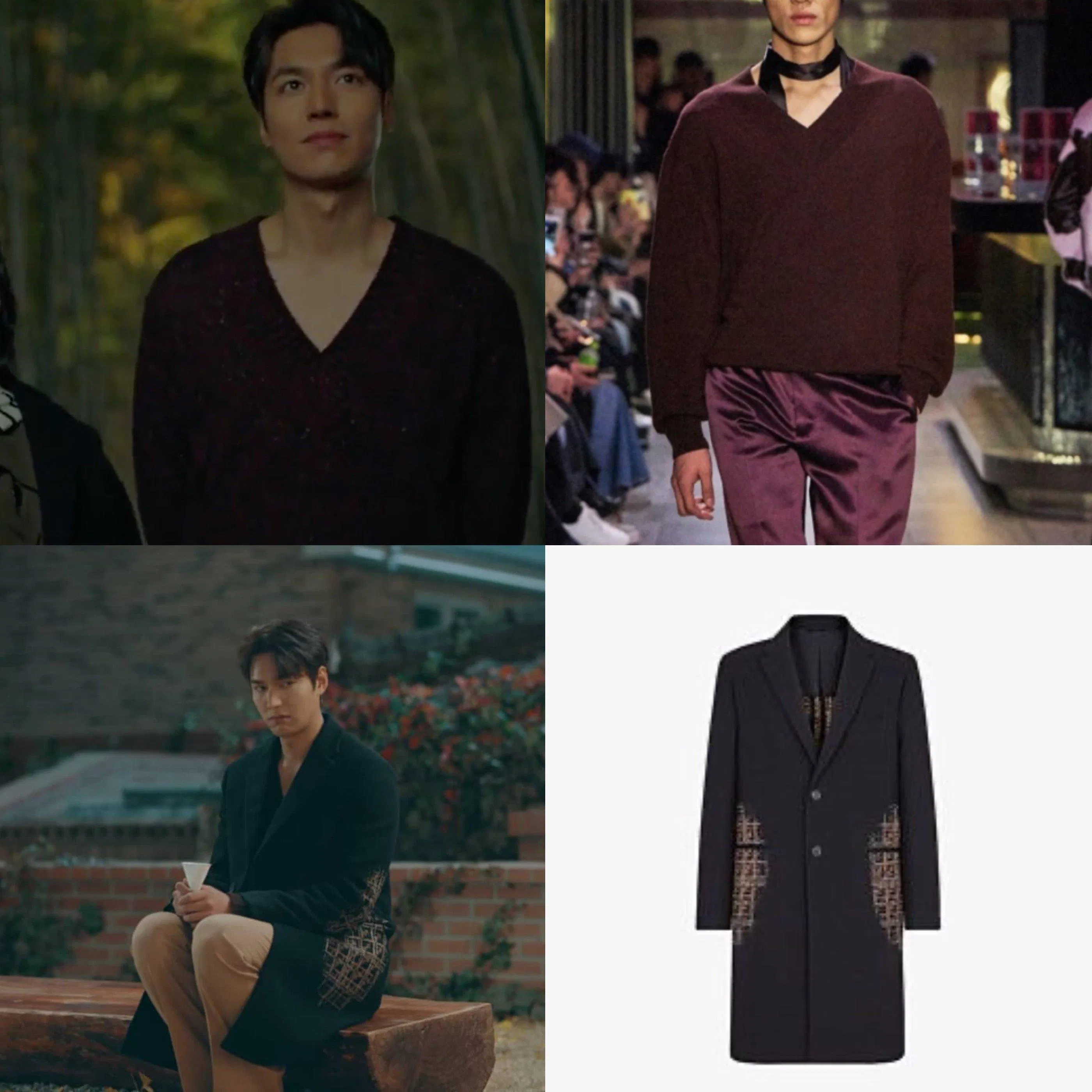 Lee Min Ho mặc sweater: KIMSEORYUNG & coat: FENDI (nguồn:bloganchoi)