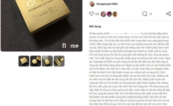 Review của một khách hàng đã sử dụng sản phẩm trên fime review petitfee fime