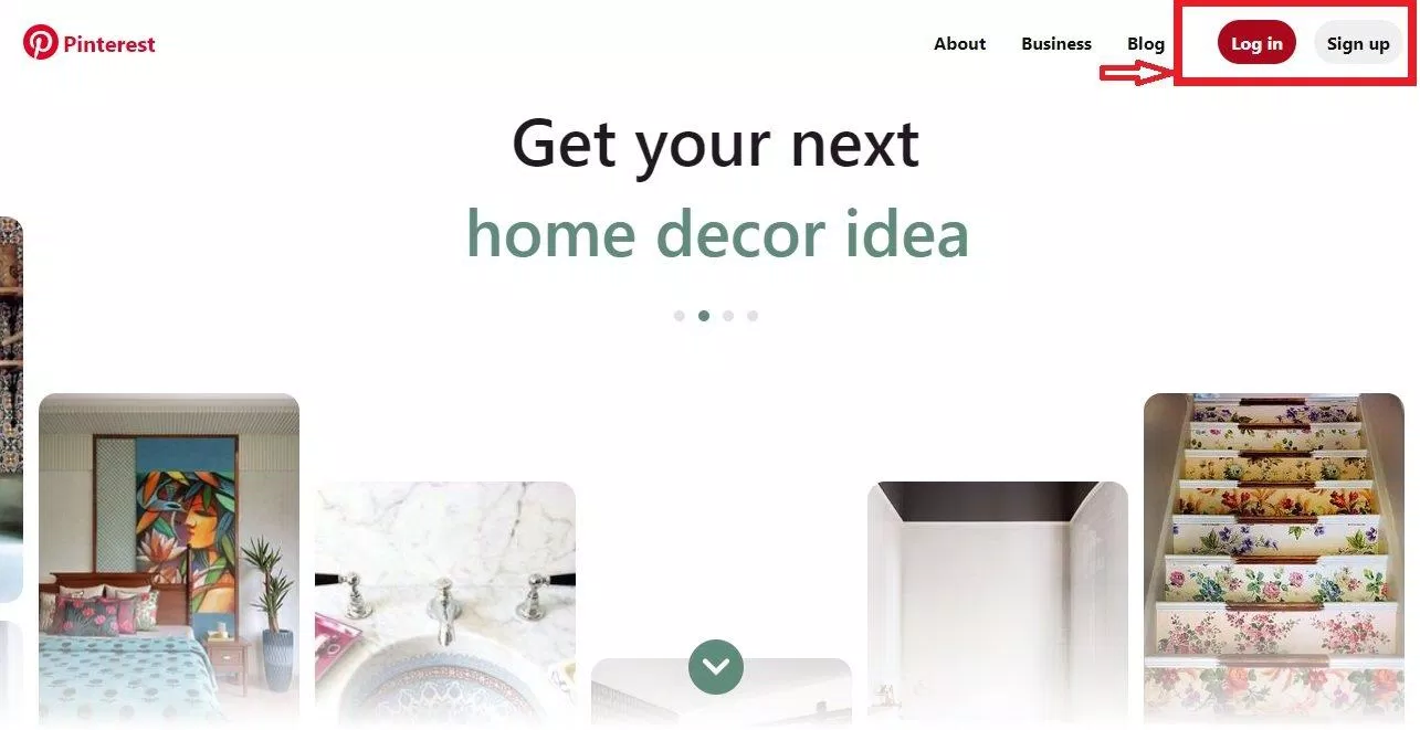 Đăng ký hoặc đăng nhập tài khoản Pinterest. (Ảnh: BlogAnChoi)