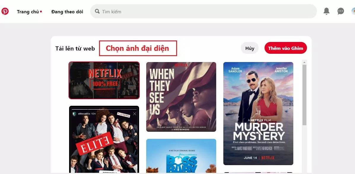 Chọn ảnh đại diện bất kỳ vì Pinterest hiển thị full kích thước. (Ảnh: BlogAnChoi)