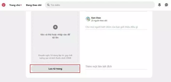 Nếu muốn share link bài viết hãy chọn "Lưu từ trang". (Ảnh: BlogAnChoi)