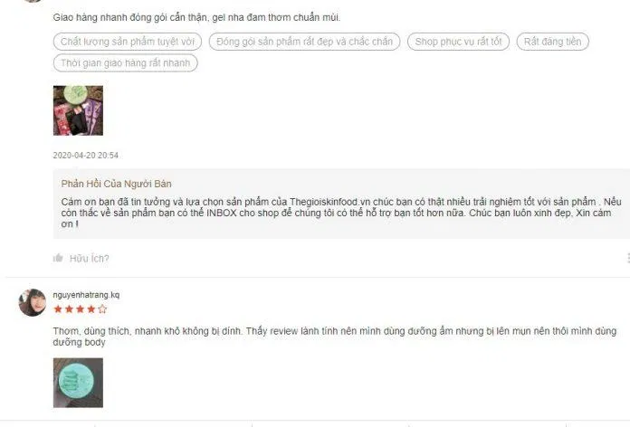 Đánh giá từ khách hàng sử dụng sản phẩm trên trang Shopee (Ảnh: BlogAnChoi)