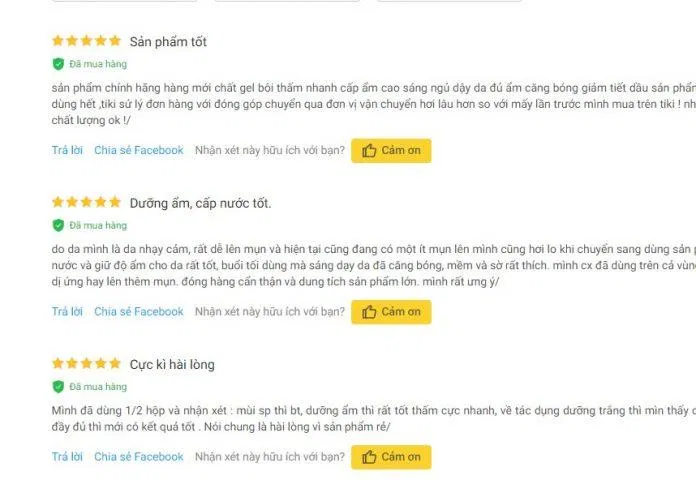 Đánh giá từ khách hàng sử dụng trên trang Tiki (Ảnh: BlogAnChoi)