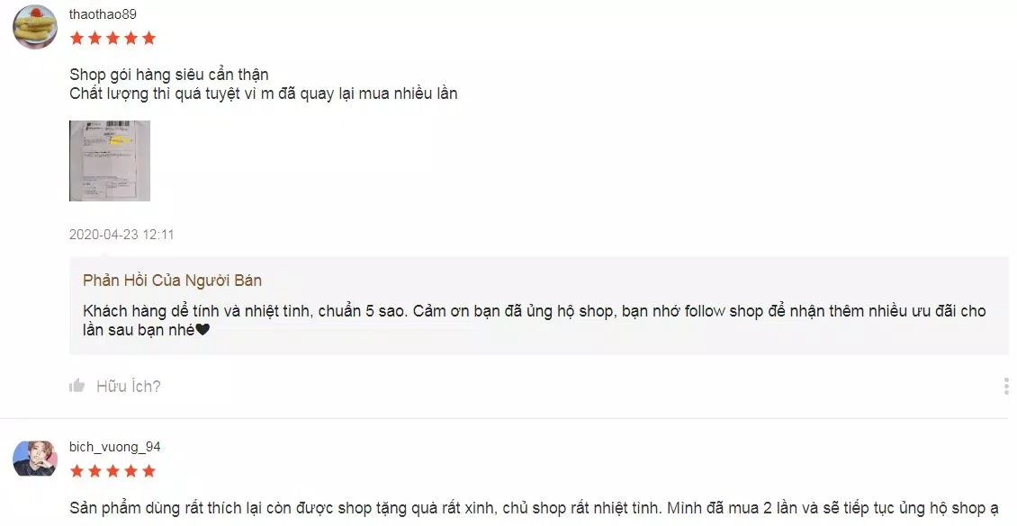 Sản phẩm nhận được phản hồi tích cực trên Shopee đánh giá javin de seoul shopee