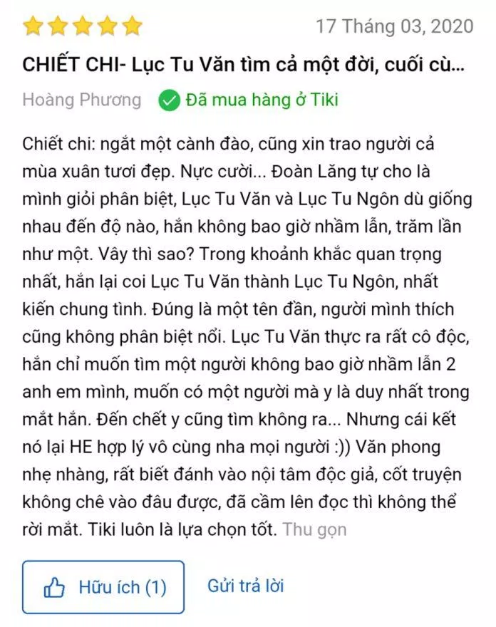 Nhận xét của độc giả trên Tiki