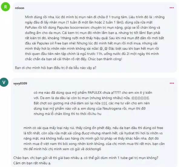 Đánh giá về kem trị mụn Papulex Gel