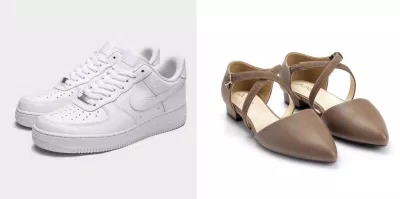 Các nàng hãy chọn cho mình những đôi giày sneaker hoặc búp bê đơn giản khi diện set đồ này nhé (Ảnh: BlogAnChoi)