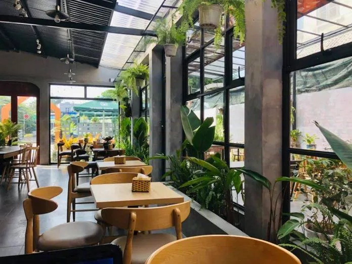 Không gian quán cafe đẹp với nhiều cây xanh. (Ảnh: Internet)