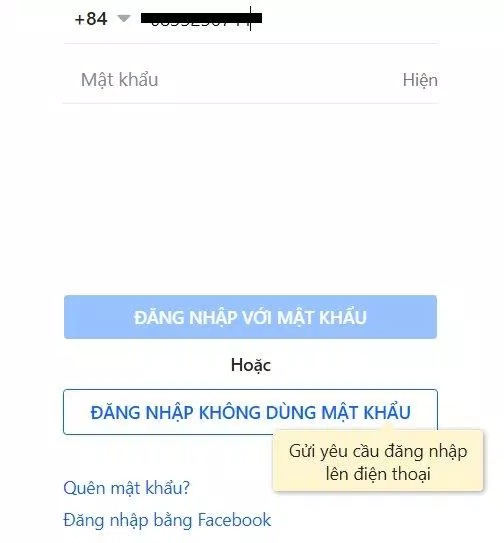 Đăng nhập Zalo không cần mật khẩu. Ảnh: internet