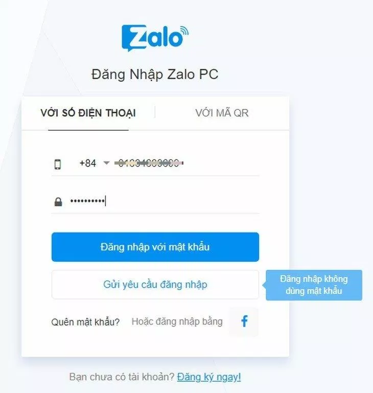 Chọn Đăng nhập bằng mật khẩu. Ảnh: internet