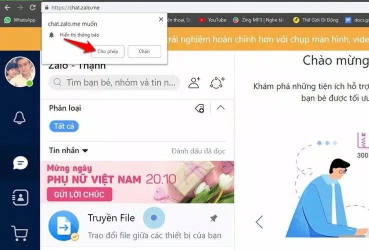 Hãy chọn cho phép. Ảnh: internet