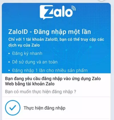 Chọn Thực hiện đăng nhập là đã hoàn thành rồi. Ảnh: internet