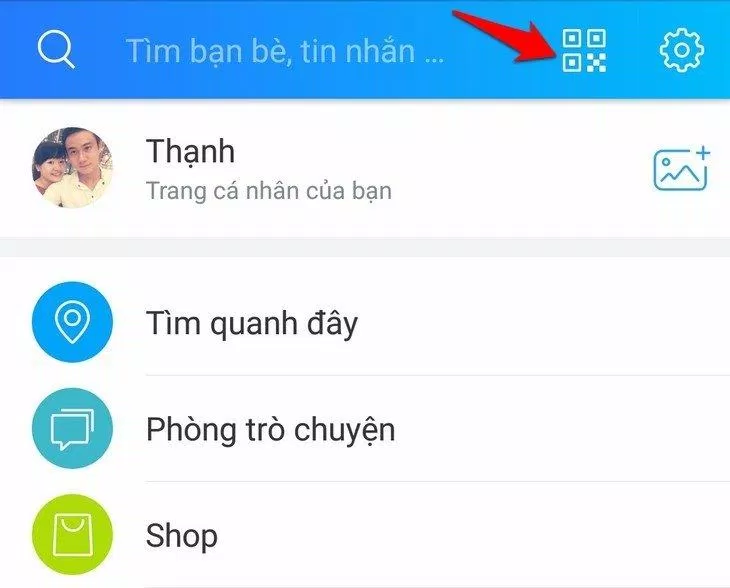 Chọn nút quét mã QR trên ứng dụng Zalo. Ảnh: internet