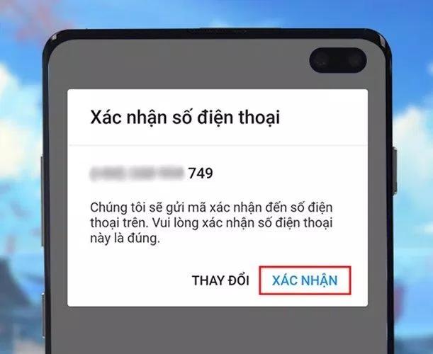 Nhấn vào nút xác nhận. Ảnh: internet