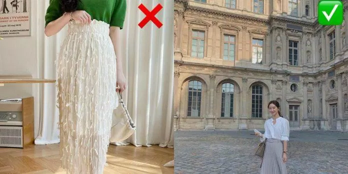 Chân váy nhăn thường khiến bạn trông luộm thuộm hơn (ảnh: internet)