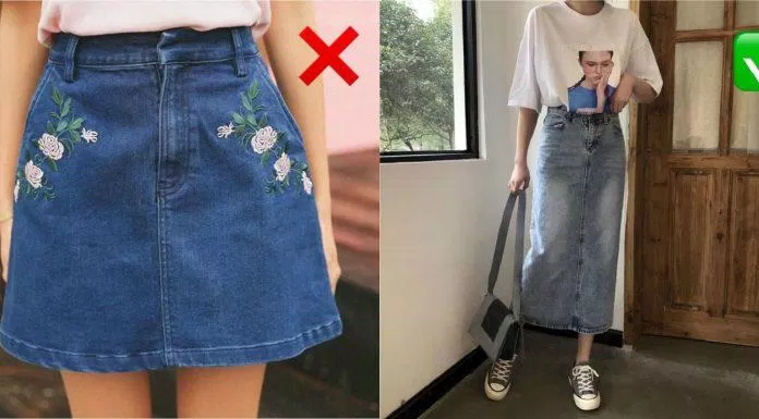 Chân váy jeans thêu hoa tạp nhường "ngôi" lại cho mẫu chân váy midi trơn (ảnh: internet)