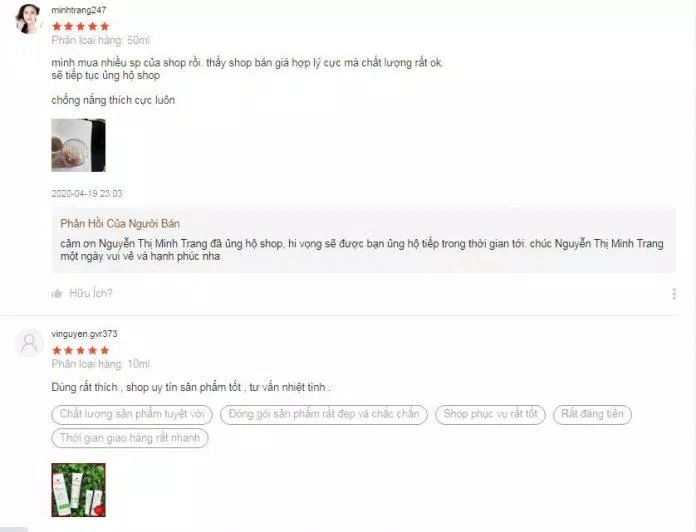 Những nhận xét tích cực của khách hàng trên trang Shopee (ảnh: BlogAnChoi).