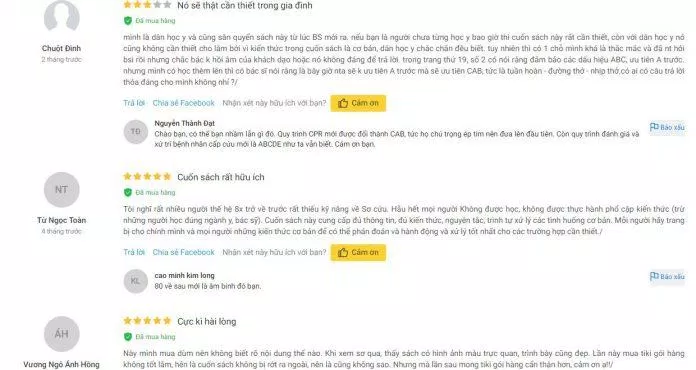Nhận xét của đọc giả về sách 3 Phút Sơ Cứu (Ảnh: BlôgAnChoi)