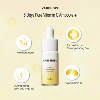 8 Days Pure Vitamin C Ampoule Plus là tinh chất dưỡng trắng và làm mờ vết thâm hiệu quả thấy rõ sau 8 ngày sử dụng (Nguồn: Internet).