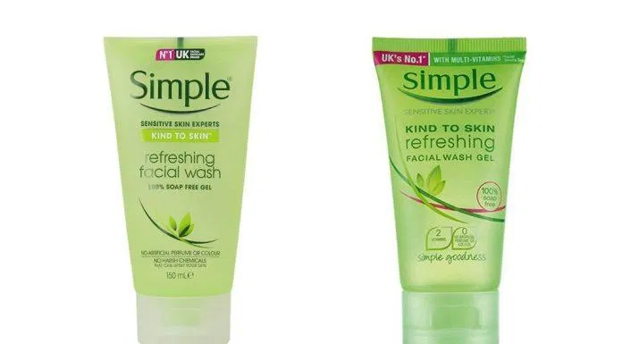 Tham khảo mẫu mới và mẫu cũ của sữa rửa mặt Simple Kind To Skin Refreshing Facial Wash Gel (Ảnh: Internet)