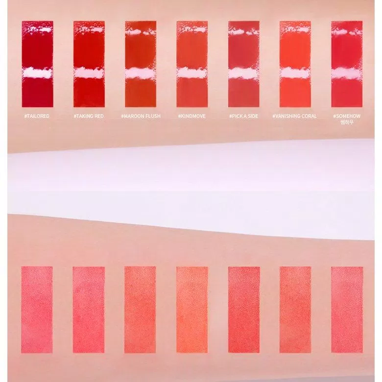 Lớp bóng của 3CE Flash Lip Tint chỉ "sương sương", không quá bóng. (nguồn: Internet)