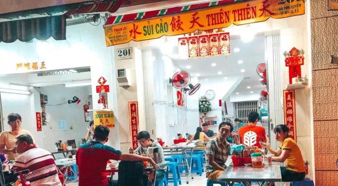 Sủi cào thiên thiên là một trong những quán sủi cảo nổi tiếng tại Sài Gòn (Nguồn: Internet)