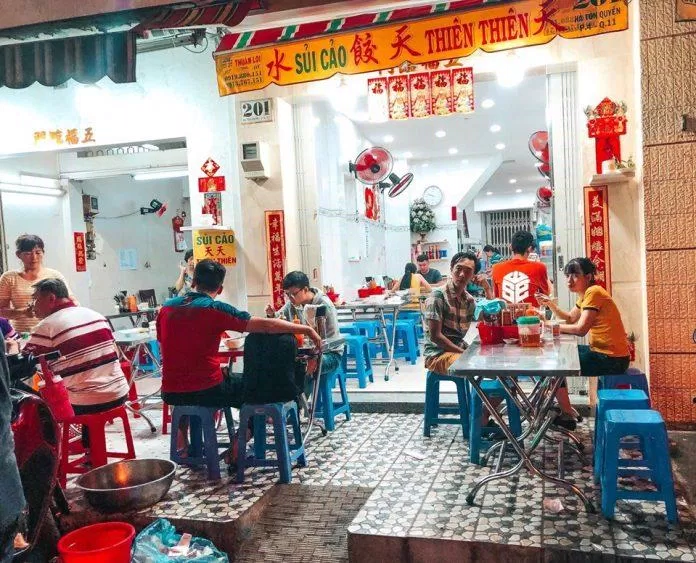 Sủi cào thiên thiên là một trong những quán sủi cảo nổi tiếng tại Sài Gòn (Nguồn: Internet)