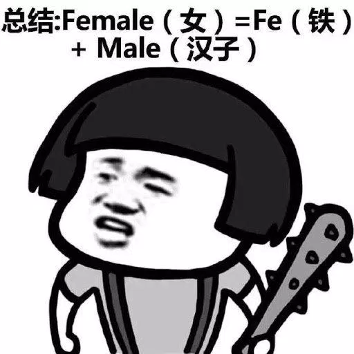 Con gái (female) = Sắt (Fe) + nam nhi (male) (Ảnh: Internet)