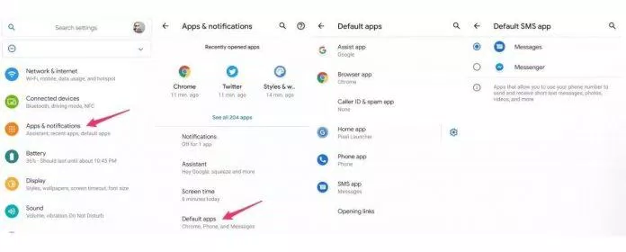 Bạn có thể tùy chỉnh ứng dụng mặc định trong phần "Cài đặt" trên thiết bị Android, còn iPhone thì không.