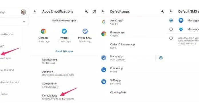 Bạn có thể tùy chỉnh ứng dụng mặc định trong phần "Cài đặt" trên thiết bị Android, còn iPhone thì không.