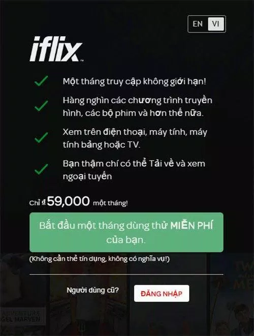 Mức phí của iFlix khá dễ chịu với 59.000đ/tháng. (Ảnh: BlogAnChoi)